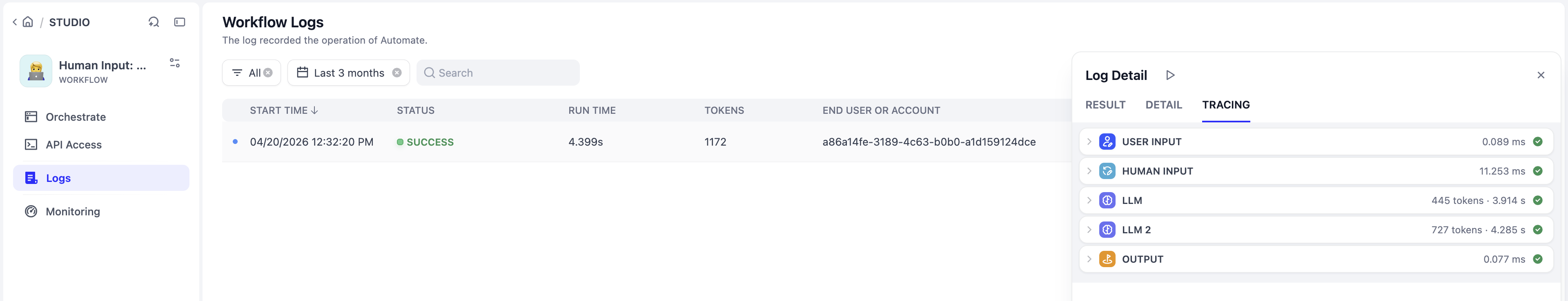 Workflow Log Details
